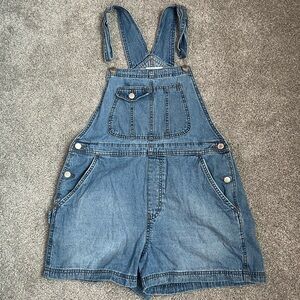 No Boundaries Blue Denim One Piece Short Overalls Woman’s L (11-13)